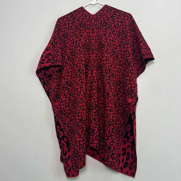 Chicos Womens S/M Animal Jacquard Black and Red Open Front cardigan Boho Resort - Picture 13 of 15